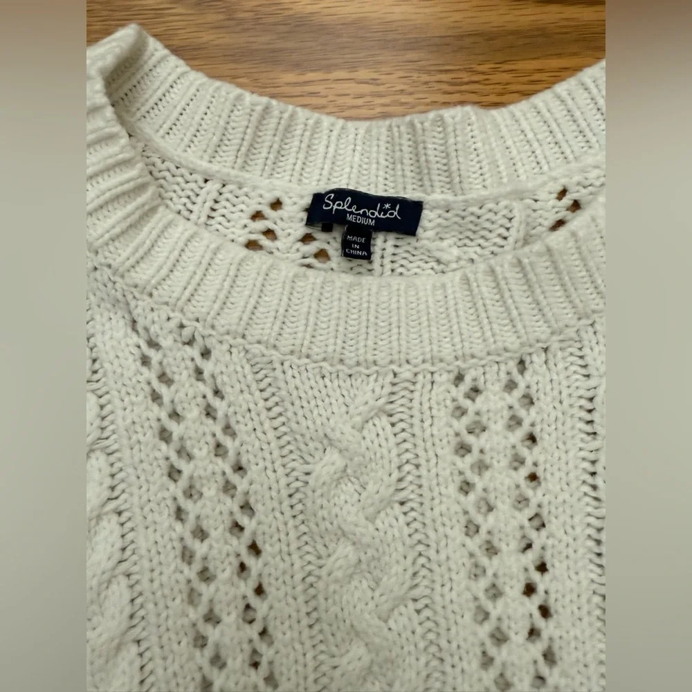 Splendid White Cable Knit Sweater Women’s M